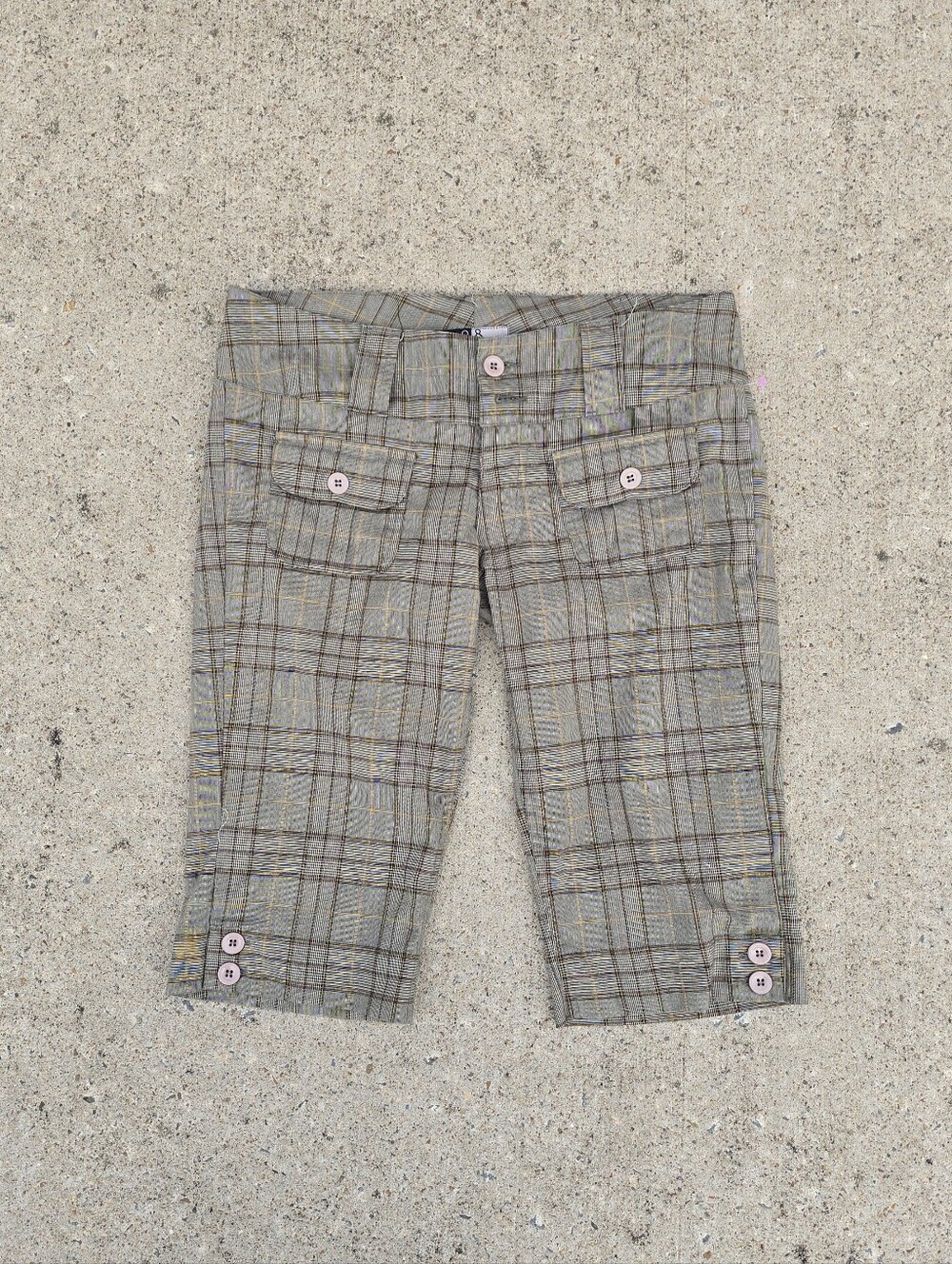 vtg y2k plaid low rise office siren capris